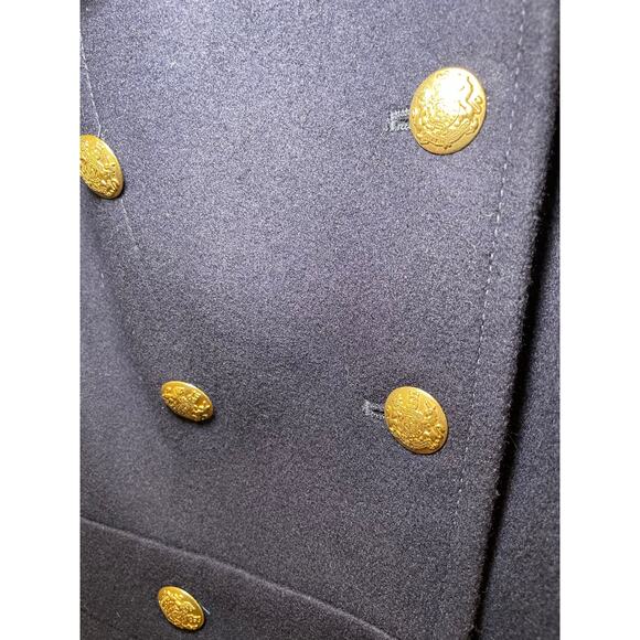 J. Crew Women 0 Navy Blue Preppy Large Gold Button Wool Pea Coat Classic Vintage - Picture 11 of 11